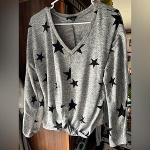 A. Byer Gray Star V-Neck Sweater